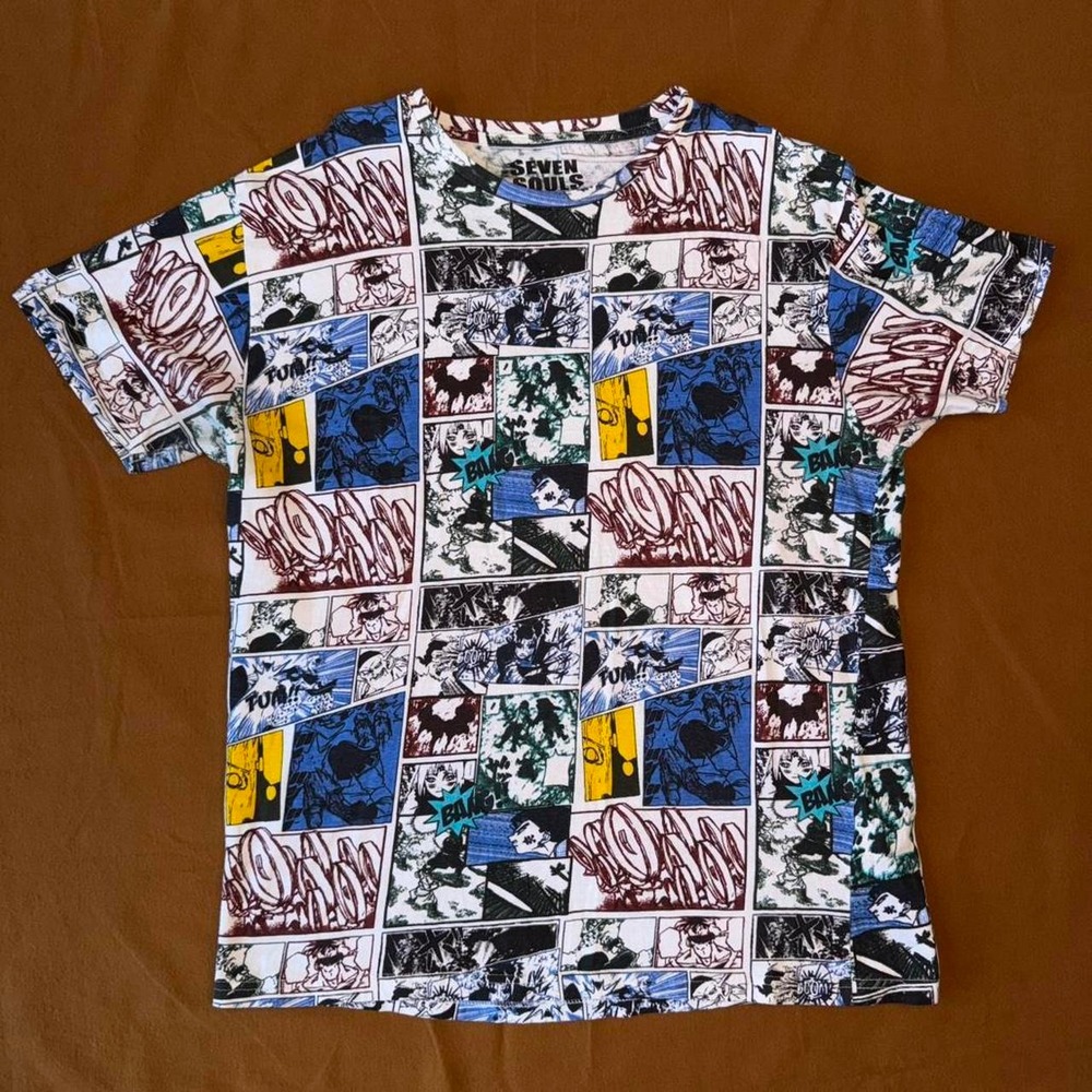 Seven Souls Anime Manga Comic Strip All Over Print T-Shirt Mens Large Multicolor